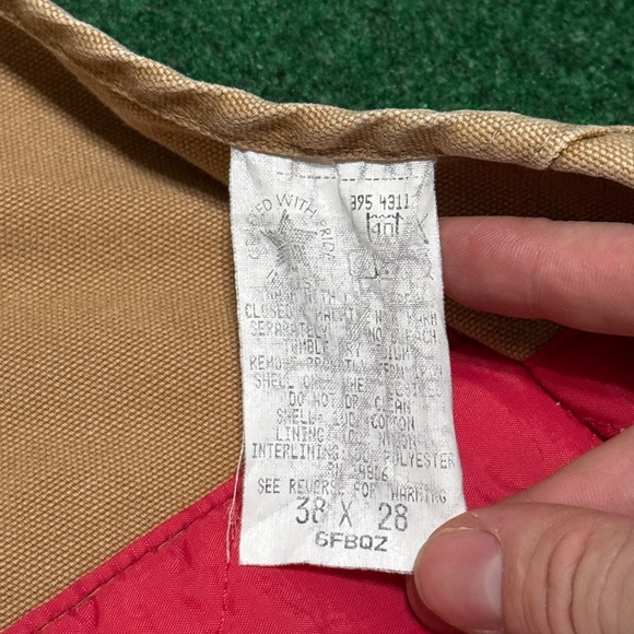 Carhartt Quilt Lined Duck Bib 90s Vintage Insulated Overalls 38x28 - Picture 3 of 9